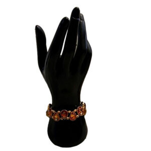  2 tone Amber and Gold Stretch Bracelet
